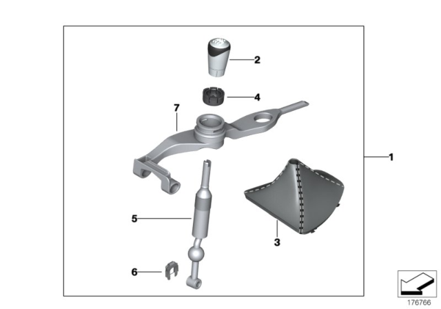 2010 BMW 335i Gaiter, Performance Gearshift Knob Diagram for 25110435847