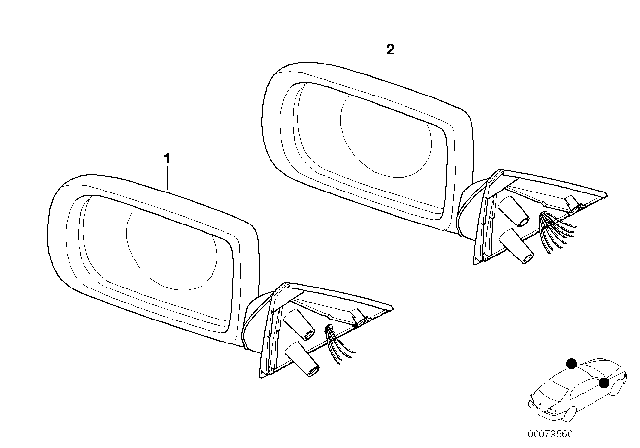 2000 BMW 740i Outside Mirror Diagram 1