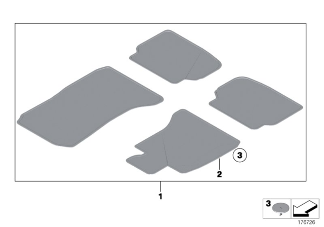 2016 BMW 740i Floor Mats Velours Diagram