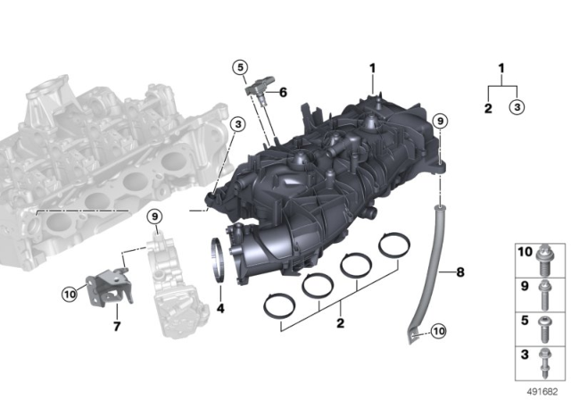 2020 BMW 530i xDrive Intake Manifold System Diagram
