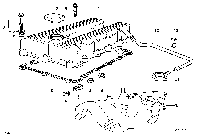 1992 BMW 318is Cylinder Head Cover Diagram 2