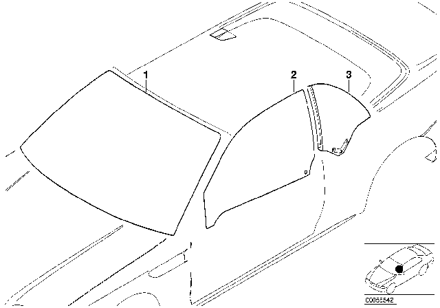 2001 BMW M3 Glazing Diagram