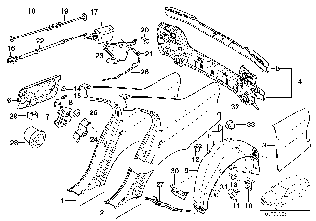 2002 BMW 540i Side Panel / Tail Trim Diagram