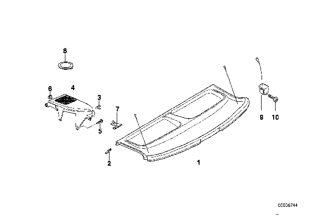 1998 BMW 318ti Rear Window Shelf Diagram