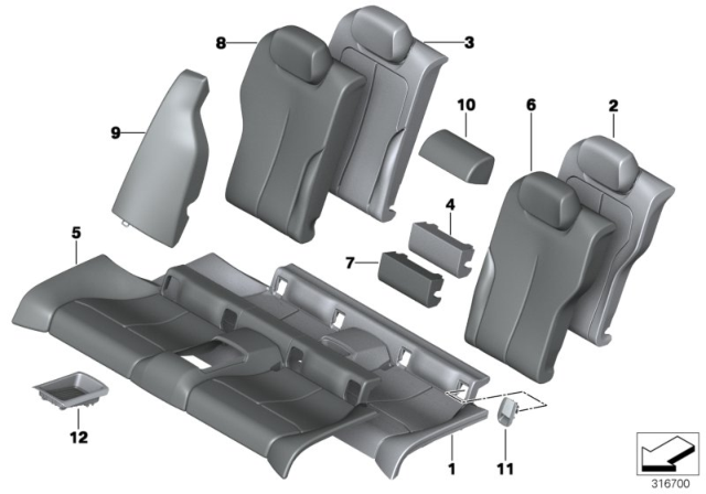 2014 BMW 435i Seat, Rear, Cushion & Cover Diagram 2