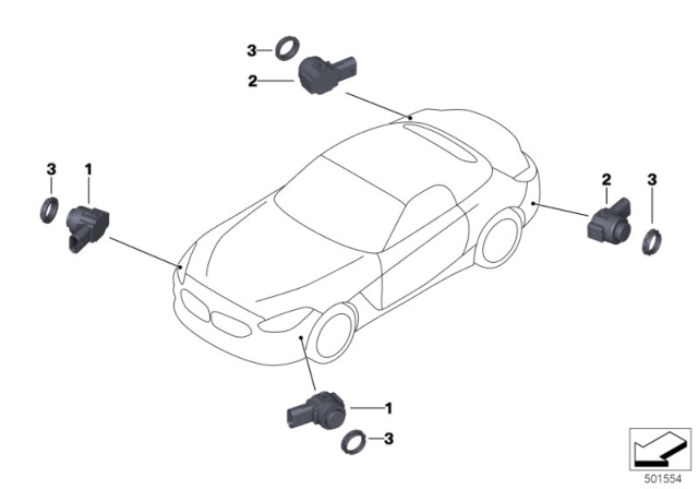 2019 BMW Z4 Ultrasonic Sensor Pma Diagram