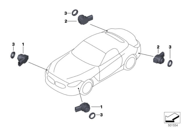 2019 BMW Z4 ULTRASONIC SENSOR, MEDITERRA Diagram for 66209472279