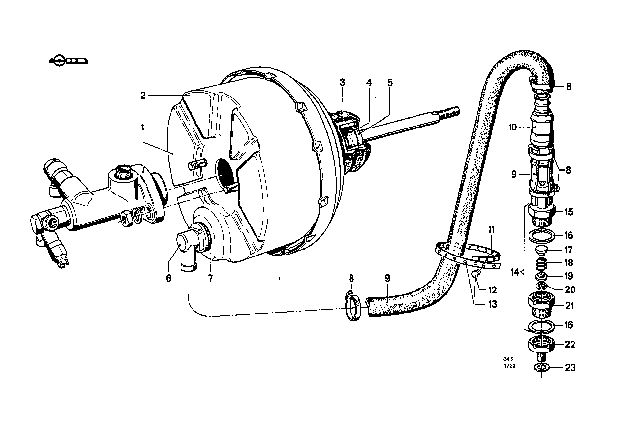 1969 BMW 2000 Brake Servo Unit / Mounting Diagram 1