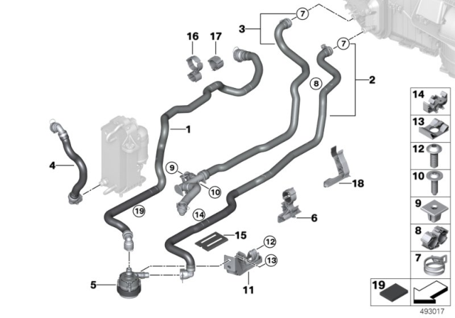 2020 BMW 530i Cooling Water Hoses Diagram