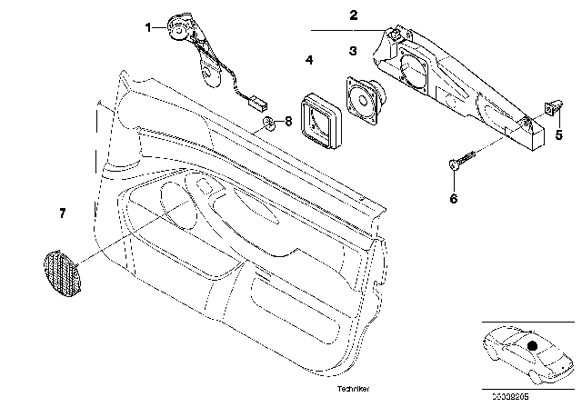 2001 BMW 540i Loudspeaker Diagram for 65138369265