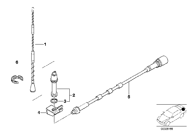 1995 BMW 530i Single Parts For Side Panel Telephone Antenna Diagram