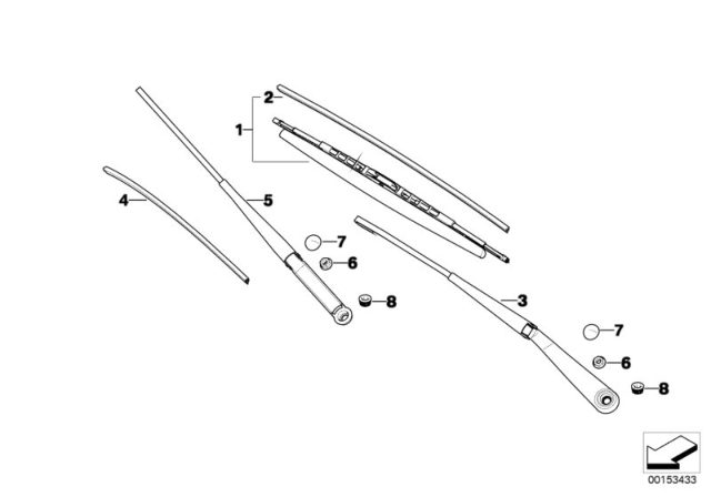 2006 BMW X3 Wiper Arm / Wiper Blade Diagram