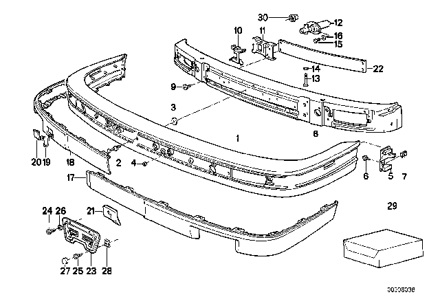 1985 BMW 325e Bumper, Front Diagram 2