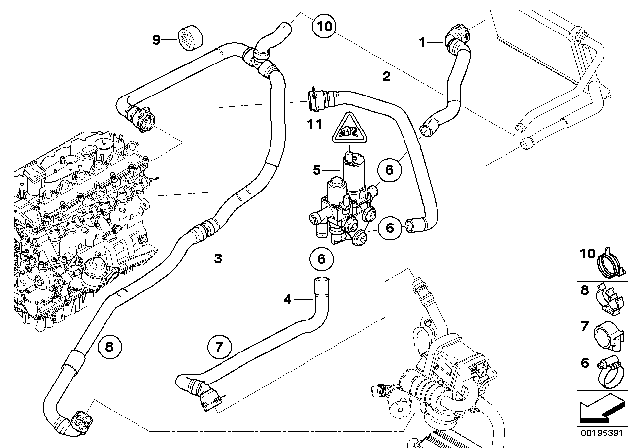 2009 BMW 335d Hose For Independ.Heater And Engine Return Diagram for 64126961603