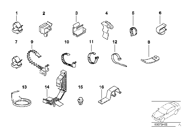 1999 BMW 540i Various Cable Holders Diagram