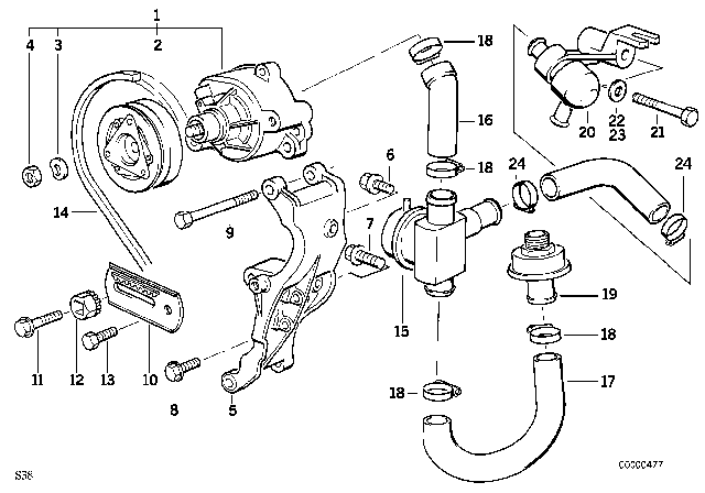 1991 BMW M5 Emission Control - Air Pump Diagram 1