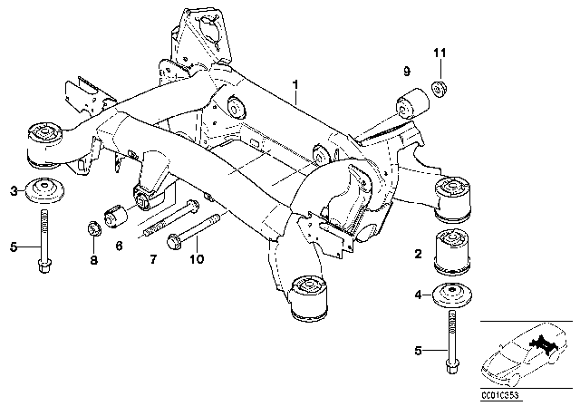 2002 BMW 540i Rear Axle Carrier Diagram