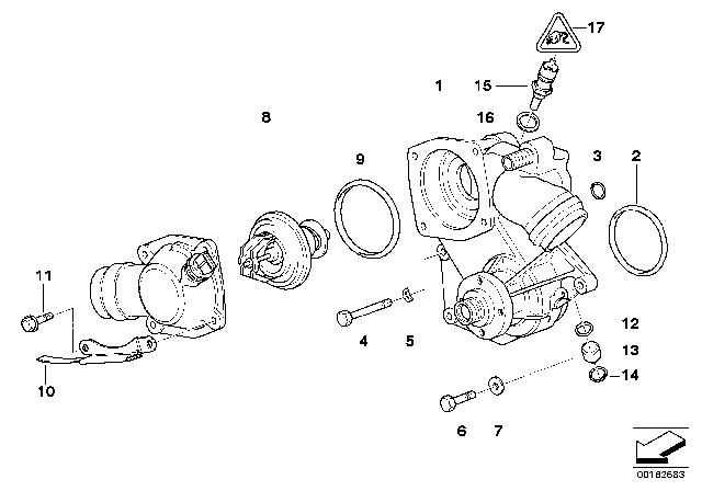 1999 BMW 750iL Thermostat Housing Diagram for 11531436852
