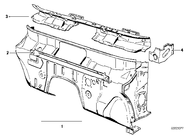 1986 BMW 524td Splash Wall Parts Diagram