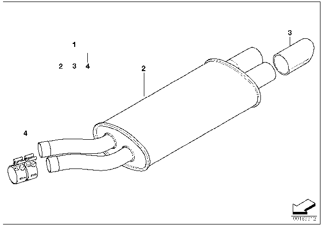 2005 BMW 330Ci Sports Rear Silencer Diagram for 18100432742