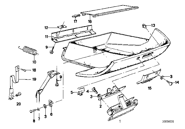 1989 BMW 635CSi Glove Box Mounting Parts Diagram