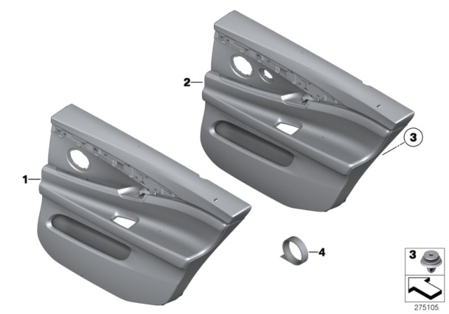 2011 BMW 550i GT Door Trim, Rear Diagram 1