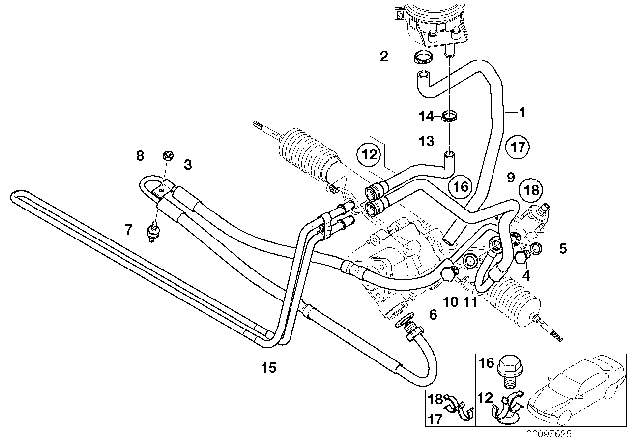 2004 BMW X5 Hydro Steering - Oil Pipes Diagram