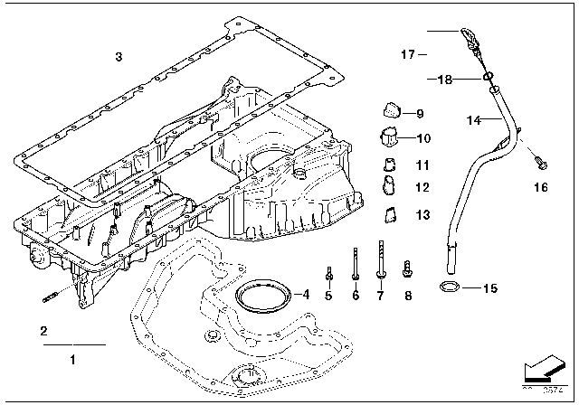 2004 BMW 760Li Oil Pan Part, Oil Level Indicator Diagram 2