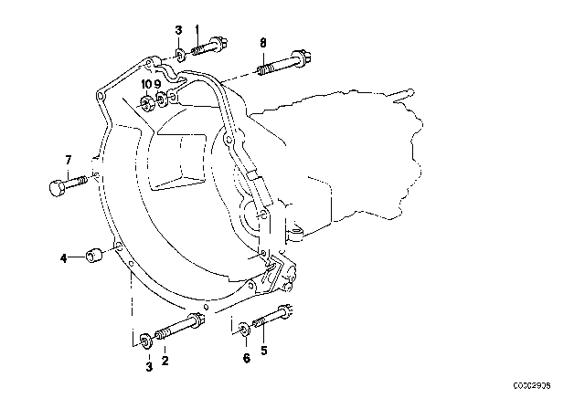 1984 BMW 325e Gearbox Mounting Diagram