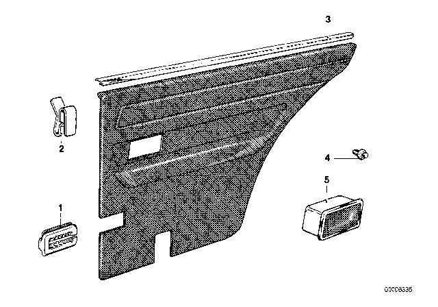 1977 BMW 320i Lateral Trim Panel Diagram 1