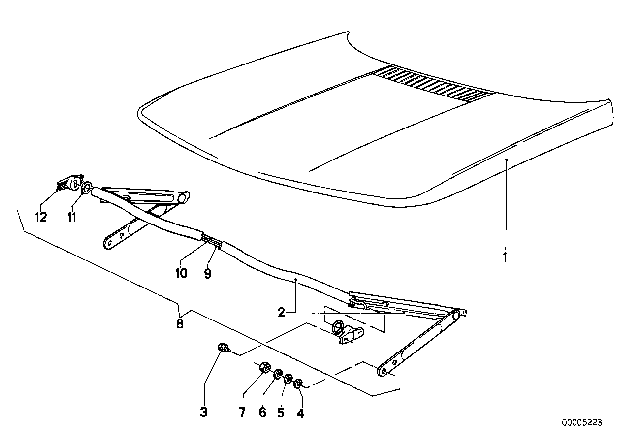 1975 BMW 530i Hood Diagram 2