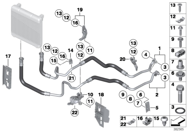 2018 BMW 650i Oil Cooling Pipe Outlet Diagram for 17227589516