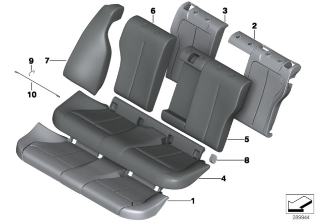 2012 BMW 328i Seat, Rear, Cushion & Cover Diagram 1
