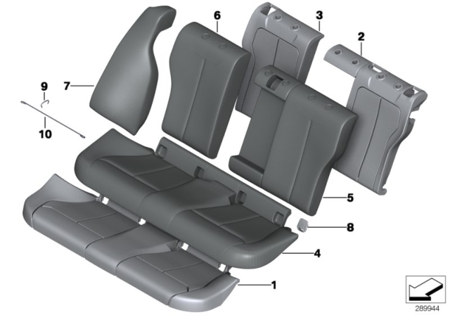 2018 BMW 330i xDrive Seat, Rear, Cushion & Cover Diagram 1