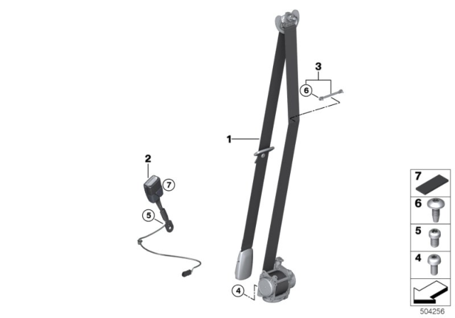 2020 BMW X1 Front Upper Right Seat Belt Diagram for 72117428112