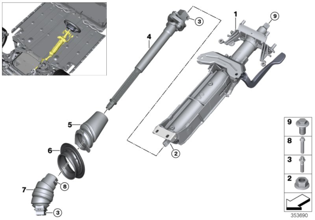 2016 BMW i8 Steering Column Mechanical Adjustable / Mounting Parts Diagram