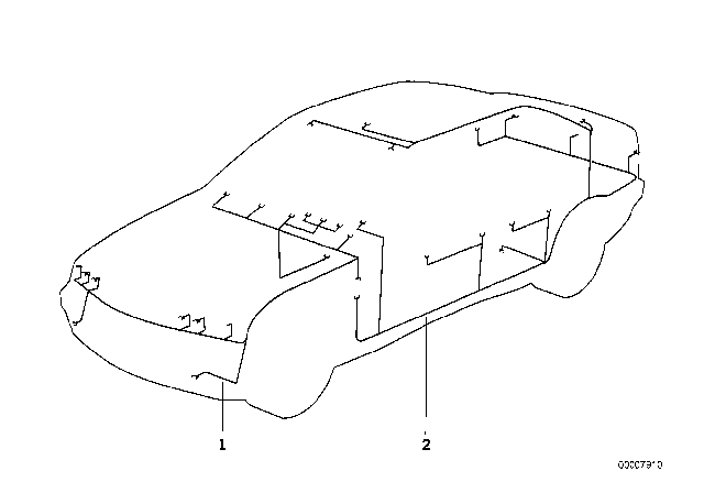 1993 BMW 320i Cable Harness Sector Rear Diagram