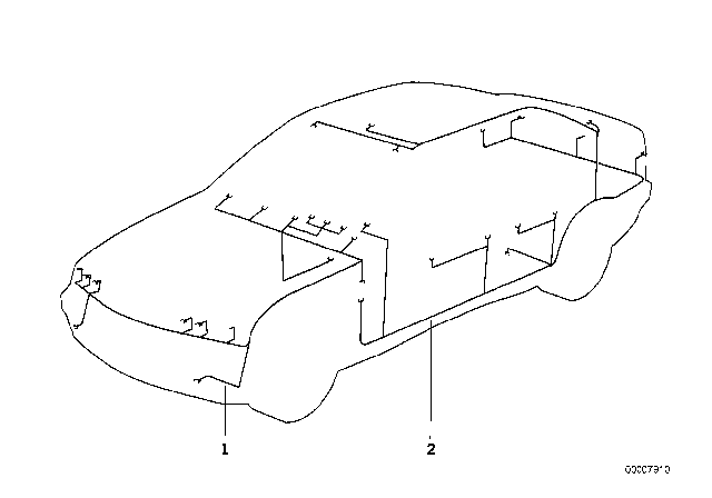 1994 BMW 318i Cable Harness Sector Rear Diagram for 61118367900