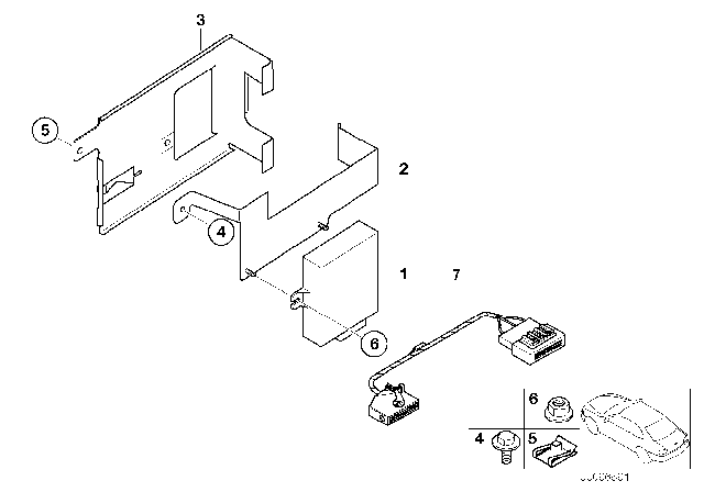 2001 BMW 325Ci Single Parts SA 620, Trunk Diagram