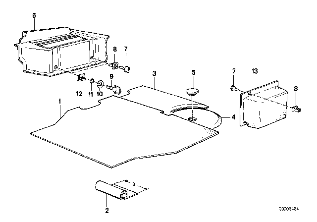 1984 BMW 533i Trunk Trim Panel Diagram 2