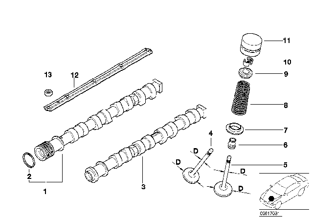 2002 BMW X5 Valve Timing Gear, Camshaft Diagram