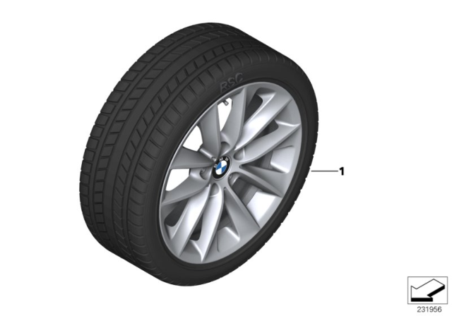 2014 BMW X3 Winter Wheel With Tire V-Spoke Diagram