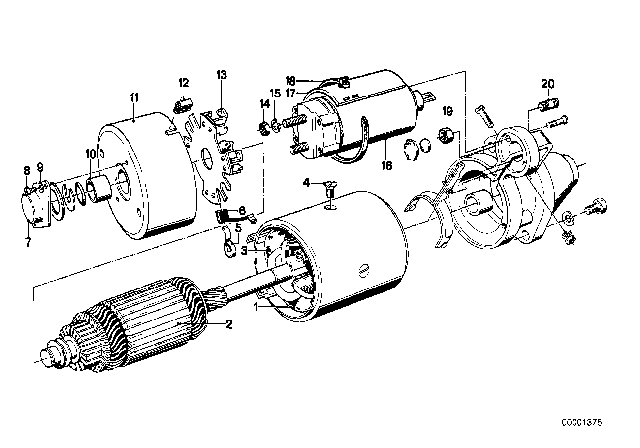 1980 BMW 528i Starter Parts Diagram 1