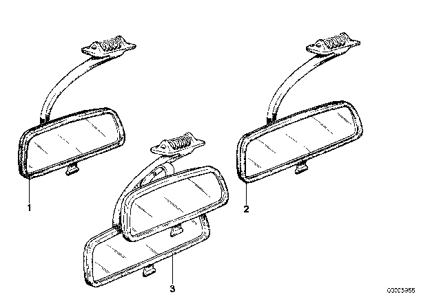 1981 BMW 528i Interior Rear-View Mirror Diagram