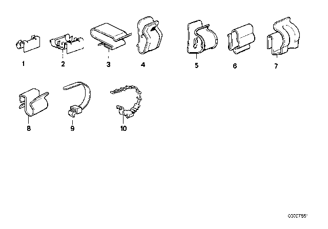 1978 BMW 633CSi Cable Clamps / Cable Straps Diagram