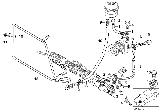 2000 BMW Z3 M Hydro Steering - Oil Pipes Diagram