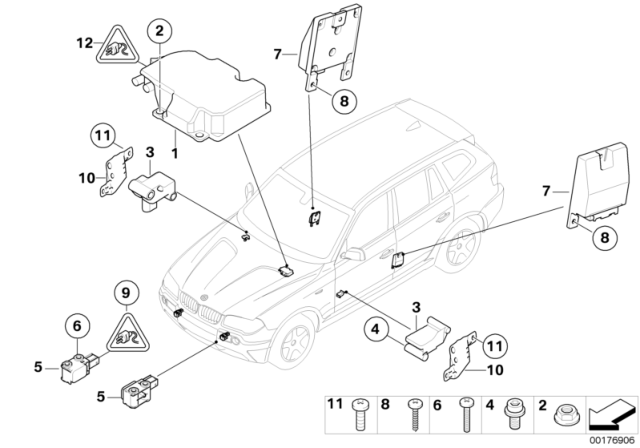 2008 BMW X3 Electric Parts, Airbag Diagram