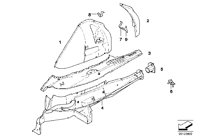 2010 BMW X3 Rear Wheelhouse / Floor Parts Diagram