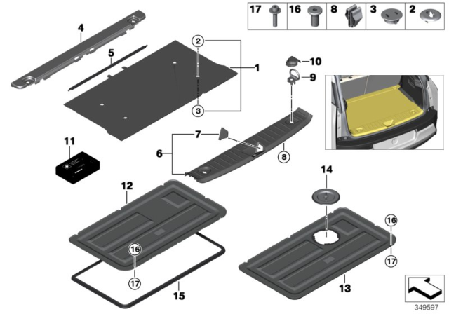 2014 BMW i3 Trim Panel, Rear Trunk / Trunk Lid Diagram 1