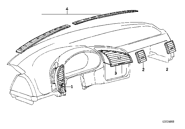1994 BMW 318i Air Outlet Diagram 1